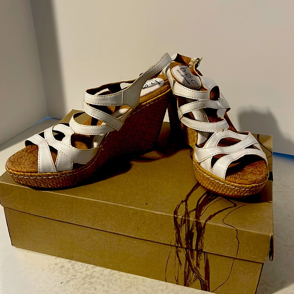 B. O. C. Platform wedge sandals white size 10 in.